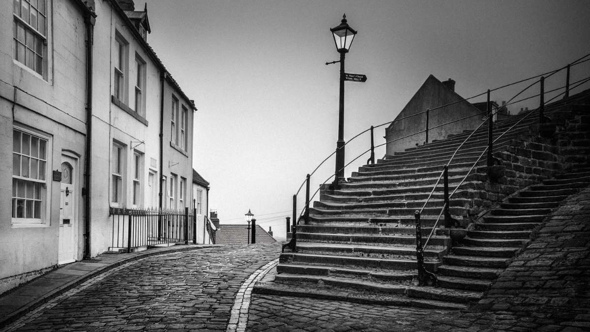 Whitby 199 Steps Black and White