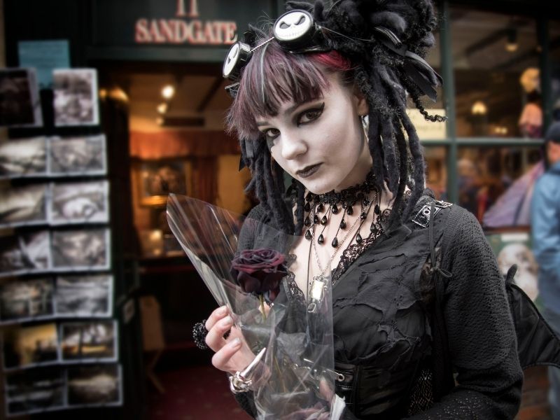 Goth in Whitby during Whitby goth weekend. Goth in Whitby during Whitby goth weekend.