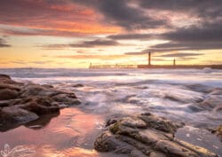 Dawn on Whitby beach canvas print