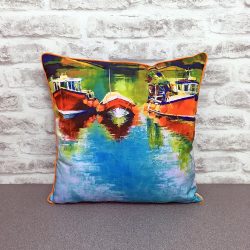 Bobbing in the Harbour Cushion By Whitby Artist Kate Smith