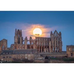 Supermoon Over Whitby Abbey Canvas