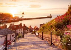 Whitby 199 steps at sunset canvas.