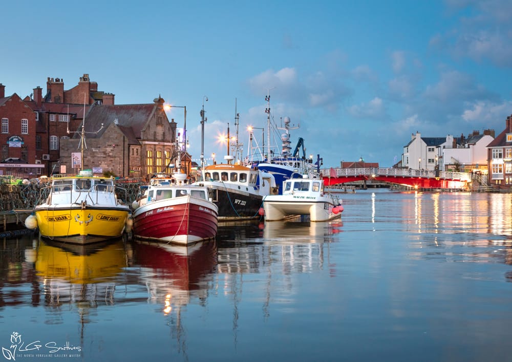 Whitby Harbour At Night Canvas