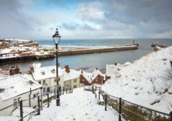 Whitby's 199 steps in the snow.