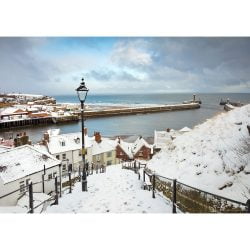 Whitby Steps In The Snow Canvas