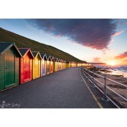 Whitby Beach Huts At Sunset
