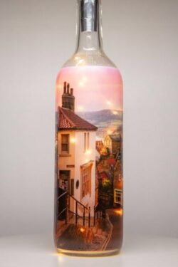Daybreak at Robin Hoods Bay Light Up Bottle Lamp