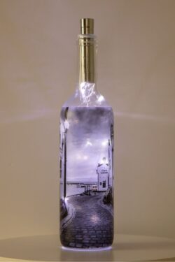 Staithes Cod & Lobster Black & White Light Up Bottle Lamp