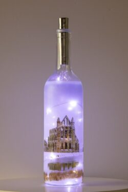 Snow Covered Whitby Abbey Light Up Bottle Lamp