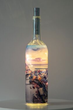Staithes Winters Dawn Light Up Bottle Lamp