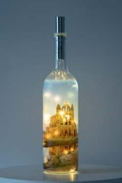 Supermoon Over Whitby Abbey Light Up Bottle Lamp