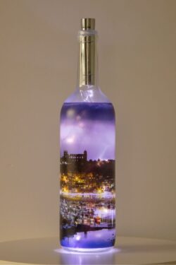Lightning Bolt Over Whitby Light Up Bottle Lamp