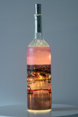 Whitby Swing Bridge At Night Light Up Bottle Lamp