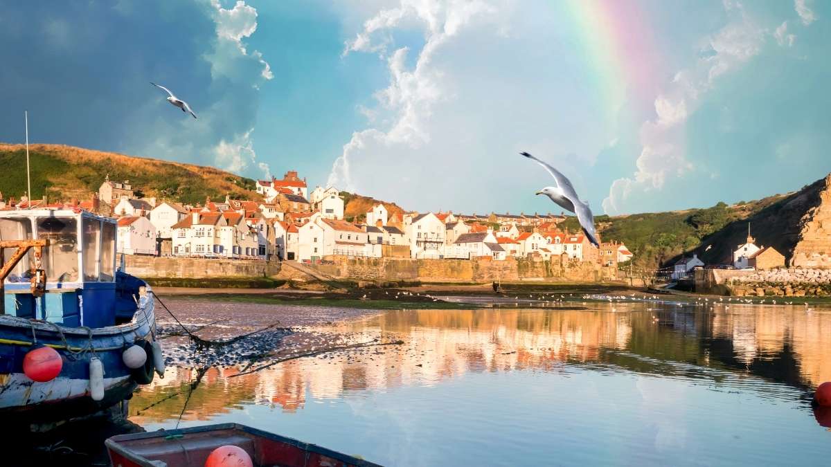 Rainbow over Staithes Harbour