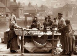 Fish stall at Whitby by Frank Meadow Sutcliffe