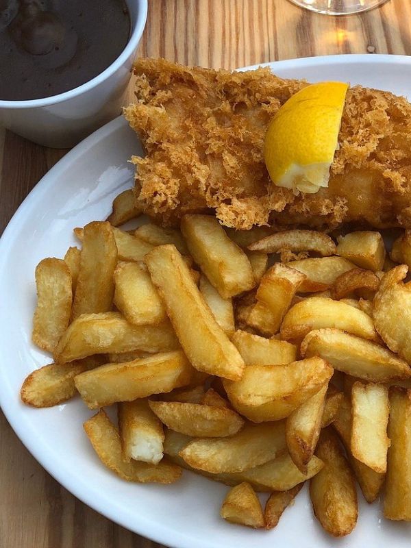 Abbey Wharf gluten free fish and chips.