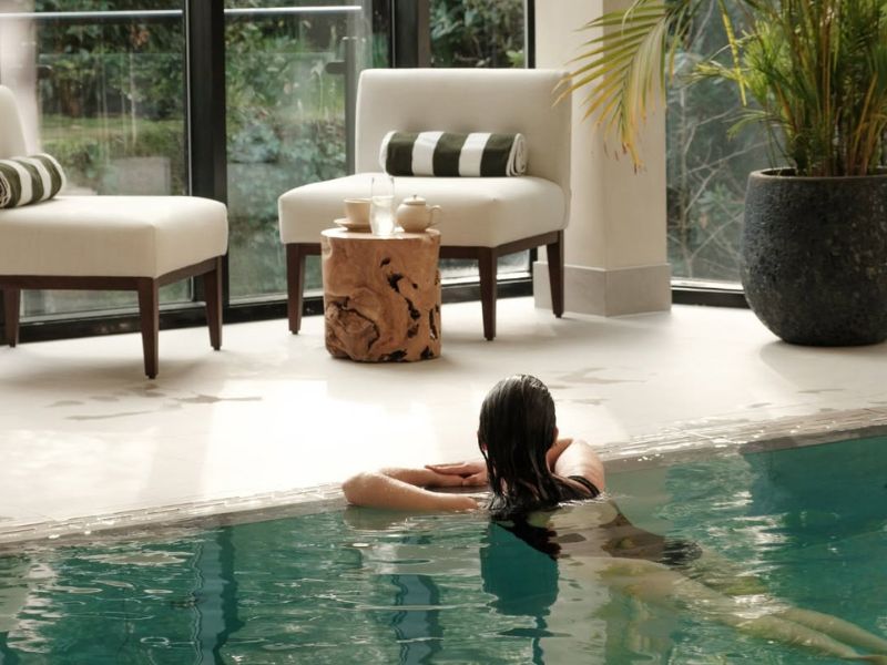 Girl swimming in a pool at a spa in Whitby.