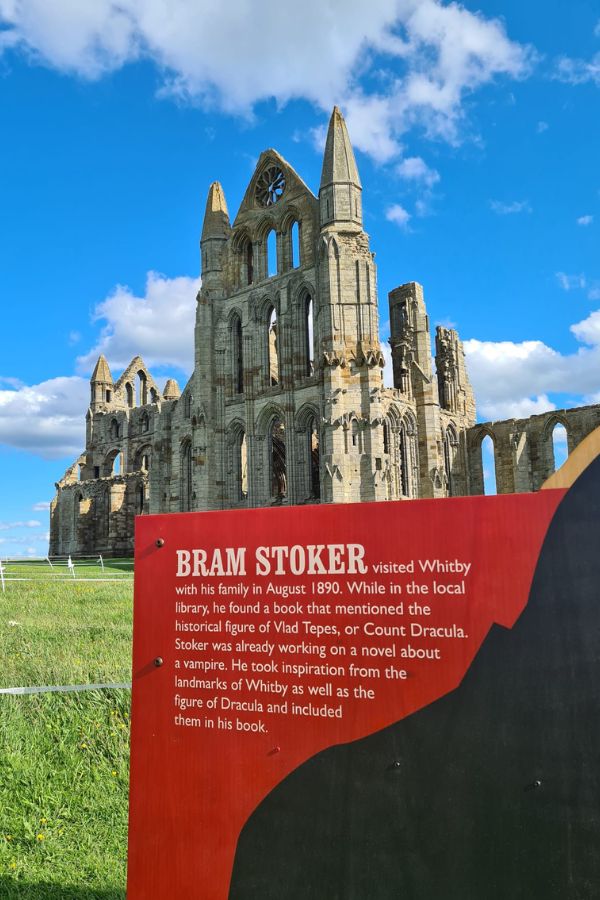 Whitby Abbey Dracula sign.