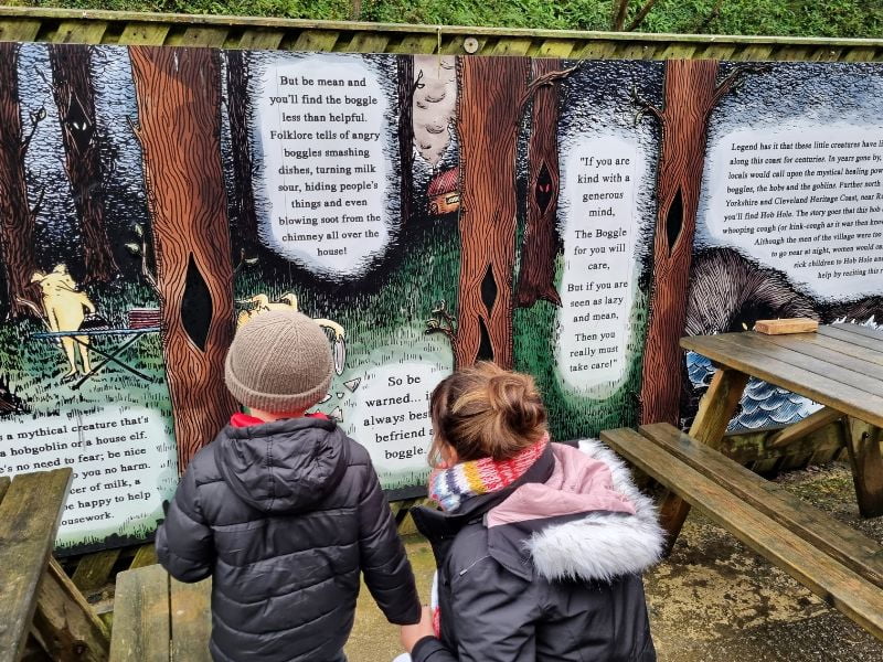 Boggle-Hole-Boggle-Story.- Mum and son learning about Boggle Hole.