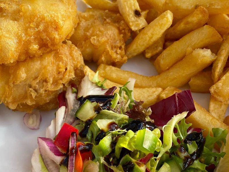 Abbey-Wharf-fish-and-chips Abbey Wharf fish and chips meal.