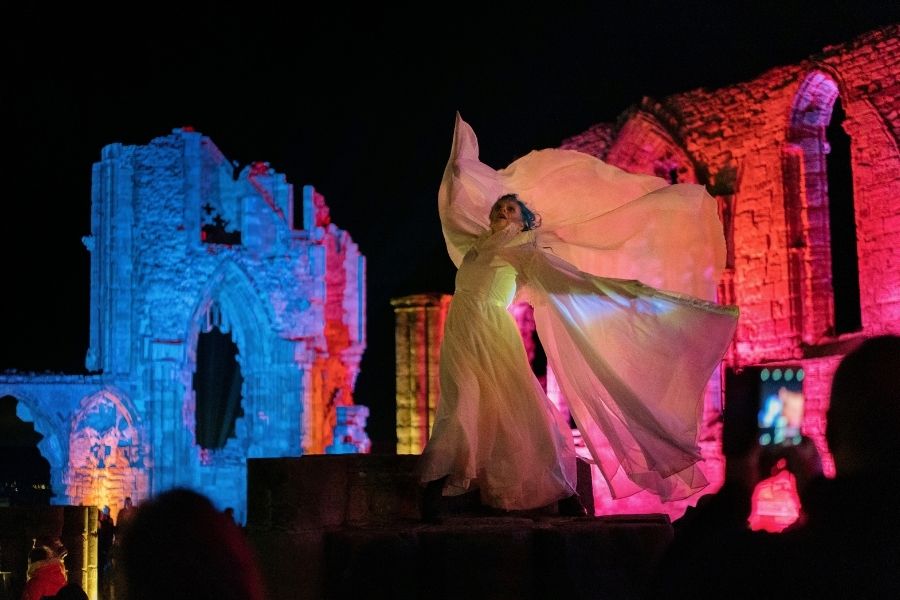 Whitby Abbey at halloween.