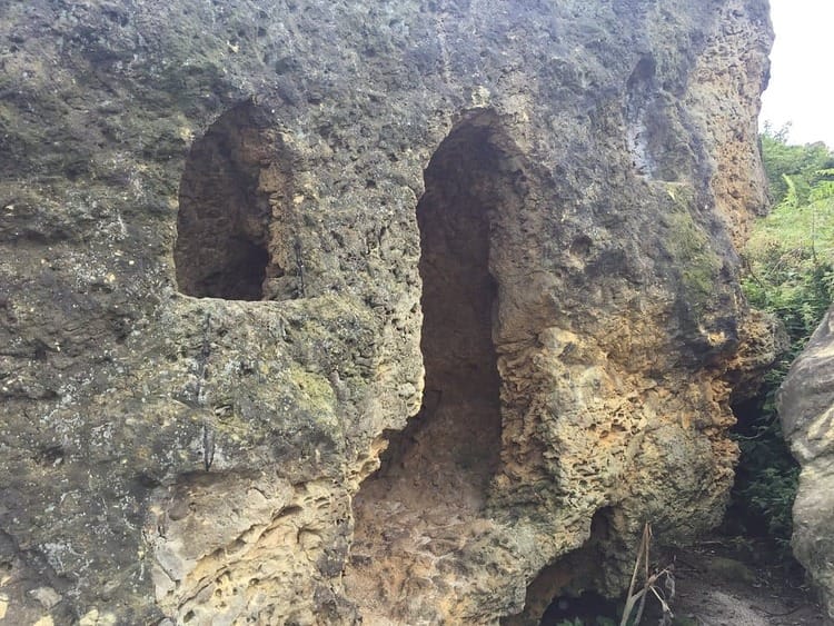 A close up of Hairy Bob's Cave in Scarborough