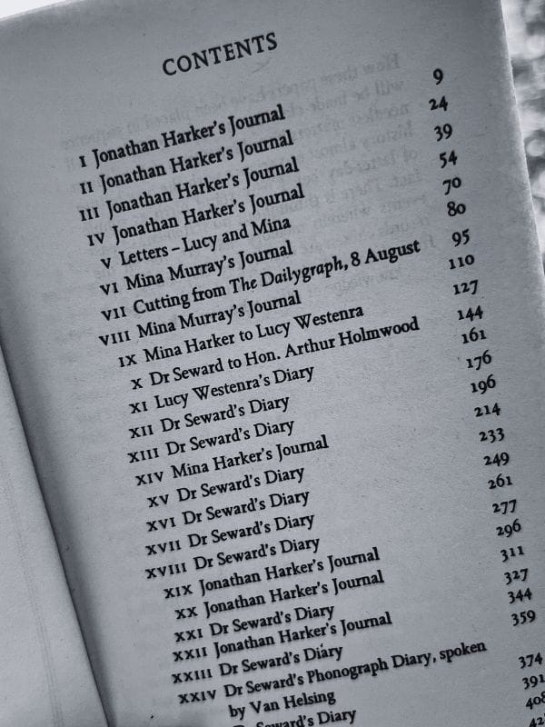 Dracula Book Contents Dracula Book Contents