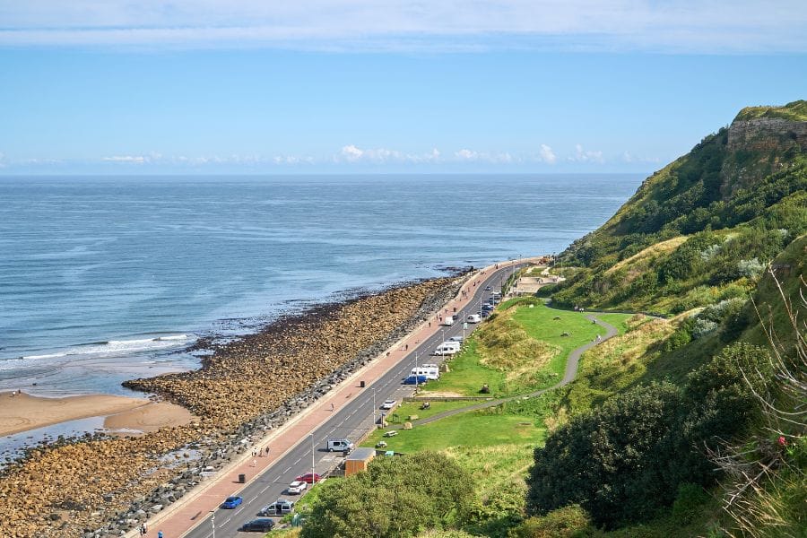 Scarborough Road. Scarborough's coastal road offers fantastic views as part of a Yorkshire Coast Road Trip.