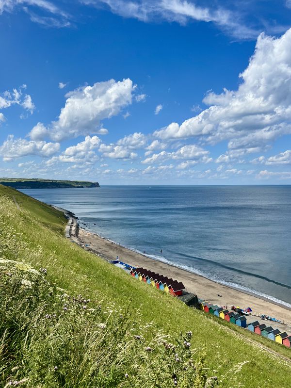 The view of Sandsend from Whitby West Cliff.